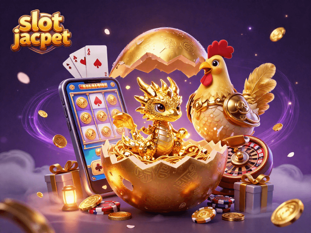 Experience the thrill of slot jackpot action with our vibrant casino scene featuring a golden dragon.