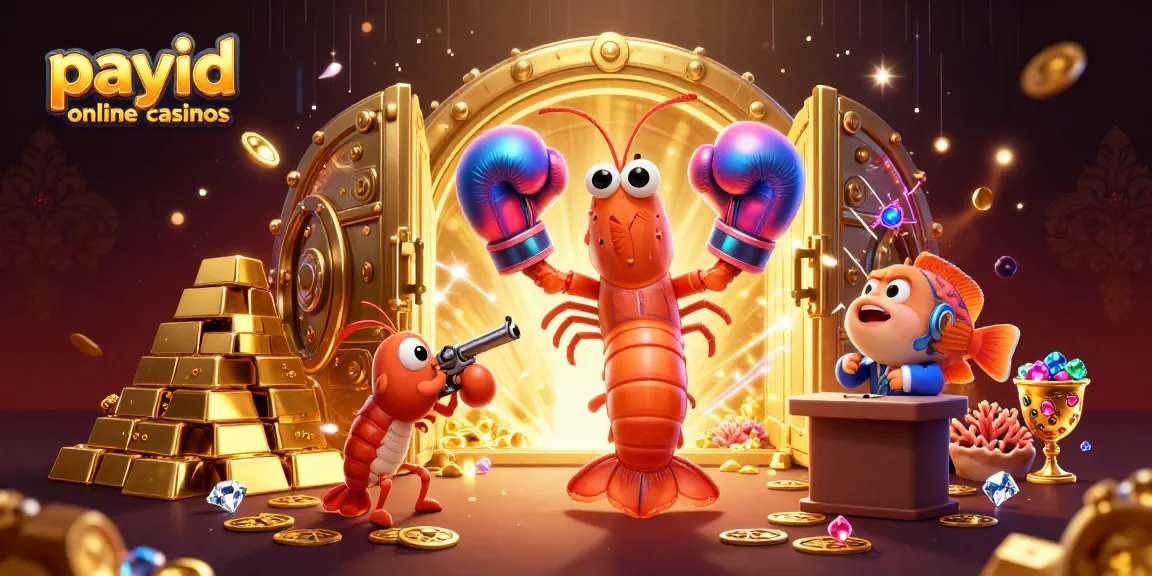Engage with vibrant payid online casinos action featuring playful shrimp in a treasure-filled scene.